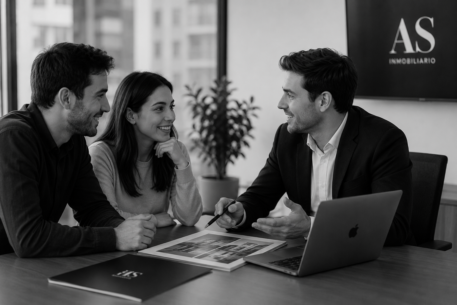 Equipo de AS Inmobiliario asesorando a una pareja